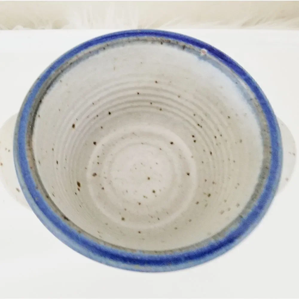 Vintage Pottery bowl with handles signed